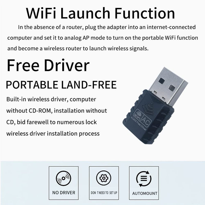 [Australia - AusPower] - USB WiFi Adapter AC600 WiFi dongle Free Driver 2.4g/5g Dual Band high-Speed Mini USB Wireless Network Adapter, HOOYAS Supporting Windows 10, 8.1, 8, 7, XP / Mac OS X 
