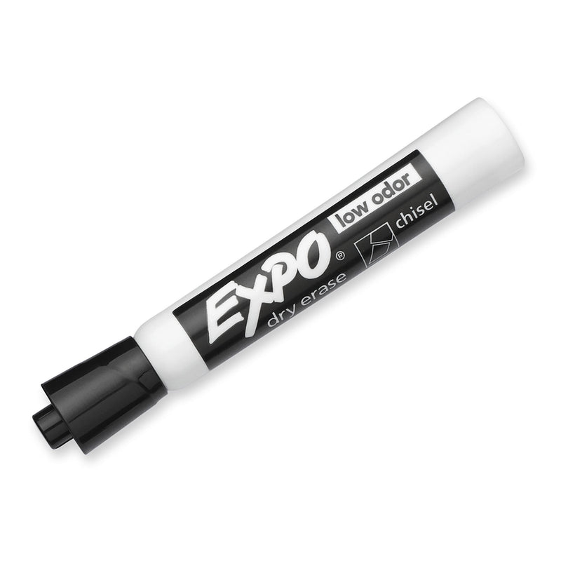 [Australia - AusPower] - Expo 80001 Low Odor Chisel Point Dry Erase Markers, Low Odor Alcohol-Based Ink, Designed for Whiteboards, Glass and Most Non-Porous Surfaces, Black, 12 Units per Box, Pack of 1 Box 