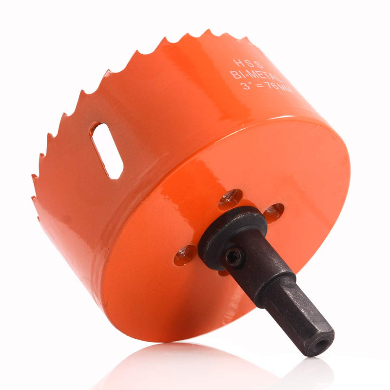 [Australia - AusPower] - Koopi 76mm / 3 Inch BI-Metal Hole Saw with Arbor and Replacement Pilot Drill Bit, Hole Cutter for Easily Drilling Wood, Plastic, Thin Metal 