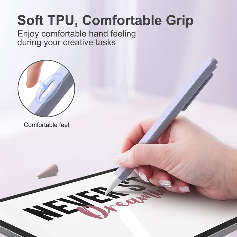 [Australia - AusPower] - iLzyty Holder Case Compatible with Apple Pencil 2nd Generation, New TPE Material Pencil Cover, Anti-Slip Grip Pencil Holder Sleeve, Magnetic Charging & Double-Tapping Supported Lavender Purple 