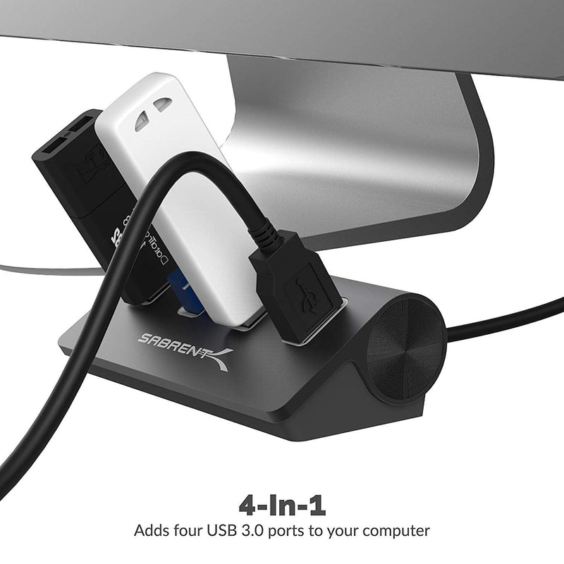 [Australia - AusPower] - SABRENT Premium 4 Port Black Aluminum USB 3.0 Hub (30" Cable) for iMac, MacBook, MacBook Pro, MacBook Air, Mac Mini, or Any PC [Black] (HB-MC3B) 