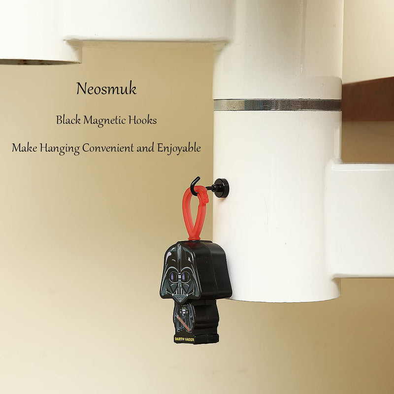 [Australia - AusPower] - Neosmuk Black Magnetic Hooks, 22 lb+ Heavy Duty Earth Magnets with Hook for Refrigerator, Extra Strong Cruise Hook for Hanging, Magnetic Hanger for Curtain, Grill (Black, Pack of 6) 22lbs Magnetic hooks 