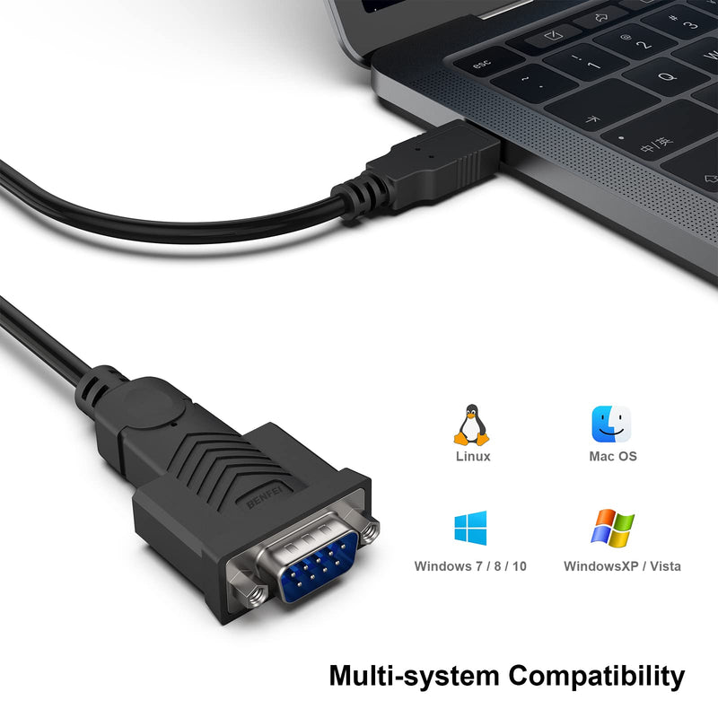 [Australia - AusPower] - USB to Serial Adapter, Benfei 6 Feet USB to RS-232 Male (9-pin) DB9 Serial Cable, Prolific Chipset, Windows 10/8.1/8/7, Mac OS X 10.6 and Above 