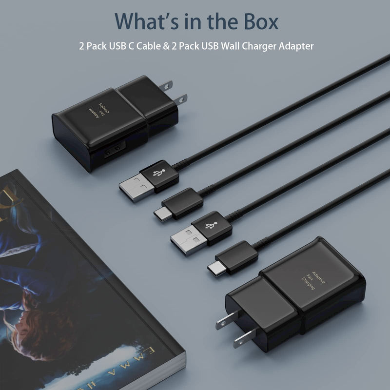[Australia - AusPower] - Adaptive Fast Charging Type C Android Cell Phone Charger Cable Kit for Samsung Galaxy S10/S10e/S10+/S9/S9+/S8/S8+/S22/S22+/S21/S21+/S21 Ultra/S20/Note 20/Note 10/Note 9/Note 8/Z Flip 3 5G, 2Pack 