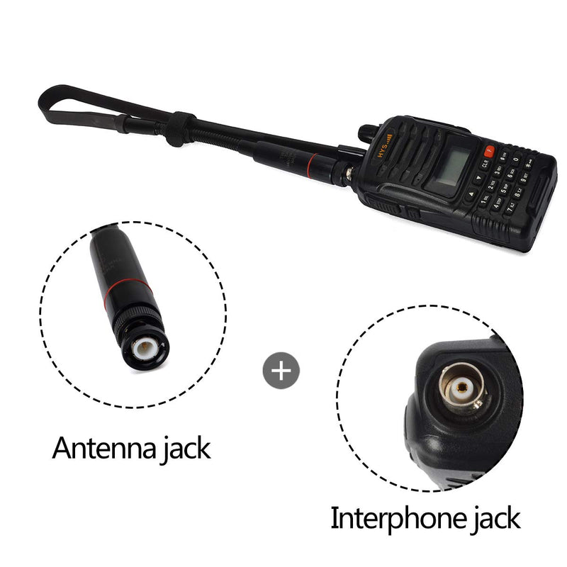 [Australia - AusPower] - TWAYRDIO Gooseneck Foldable BNC Tactical Ham Radio Antenna Dual Band VHF UHF 144Mhz/430Mhz 18.7inch Handheld Radio Scanner Antenna for Vertex Uniden Kenwood TK300 TK320 ICOM IC-W32 IC-V80 