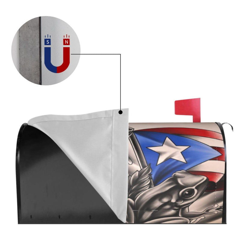 [Australia - AusPower] - Mailbox Covers Magnetic, Puerto Rico Flag Frog Letter Post Box Cover Wrapped Standard Size for Home Garden Yard Decor 21"x25.5" 21"x25.5" 