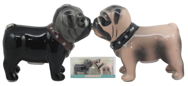 [Australia - AusPower] - Ebros Adorable Kissing Love Pugs Decorative Ceramic Salt And Pepper Shakers Figurines With Magnetic Snouts Pug Life 