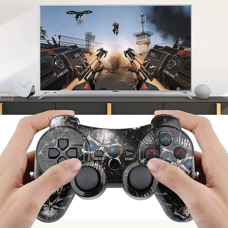 [Australia - AusPower] - CHENGDAO Wireless Controller 2 Pack Compatible with Playstation 3 with High Performance Double Shock,Motion Control,USB Cable (Skull + Galaxy) Skull + Galaxy 