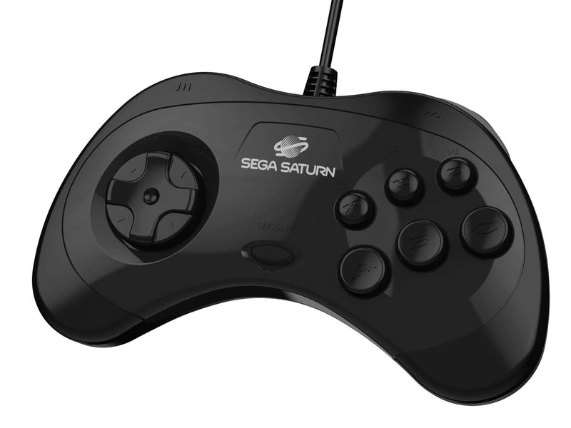 [Australia - AusPower] - Retro-Bit Official Sega Saturn USB Controller Pad (Model 2) for Sega Genesis Mini, PS3, PC, Mac, Steam, Switch - USB Port (Black) 