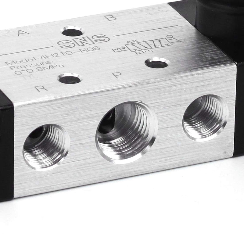 [Australia - AusPower] - SNS 4H210-N08 1/4 NPT Aluminium Alloy Hand Valve 5 Way 2 Position Electric Solenoid Valve Manual Controlled Direct Acting Type 