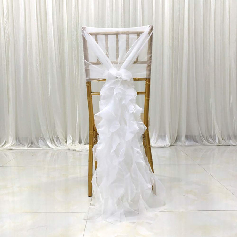 [Australia - AusPower] - SunriseMall Milk Yarn Chair Cover, Tulle Chair Back Cap Covers for Bridal Shower, Wedding, Baby Shower Decoration Long Tulle High Chair Skirt Slipcovers (White, 2pcs) White 