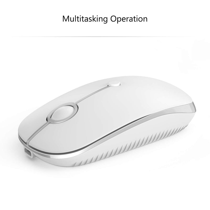 [Australia - AusPower] - Bluetooth Mouse, Triple Mode(BT 4.0+ BT 4.0+ USB) Rechargeable Bluetooth Mouse for iPad, Laptop, MacBook, PC- for iPad OS 13/ Windows 8.0/ MacOS 10.10/ Android 4.3 or Later White 