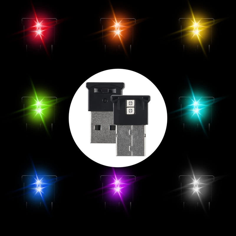 [Australia - AusPower] - AITIAO 2 Pcs Mini USB LED Light,8 Color Adjustable and Brightness Night Light,RGB Car LED Interior Lighting DC 5V Smart Atmosphere Light for Car Laptop Keyboard Light Home Office Decoration Night Lamp 