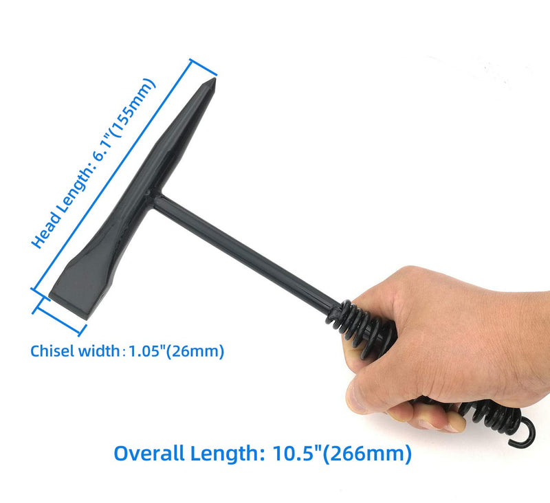 [Australia - AusPower] - VASTOOLS Welding Chipping Hammer with Coil Spring Handle,10.5",Cone and Vertical Chisel/ 10" Wire Brush(Free) Black 