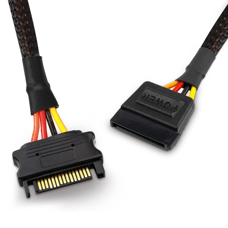 [Australia - AusPower] - TAKHRWOD SATA Power Extension Cable Portable Supply Splitter (11.8in, Black) 11.8in 