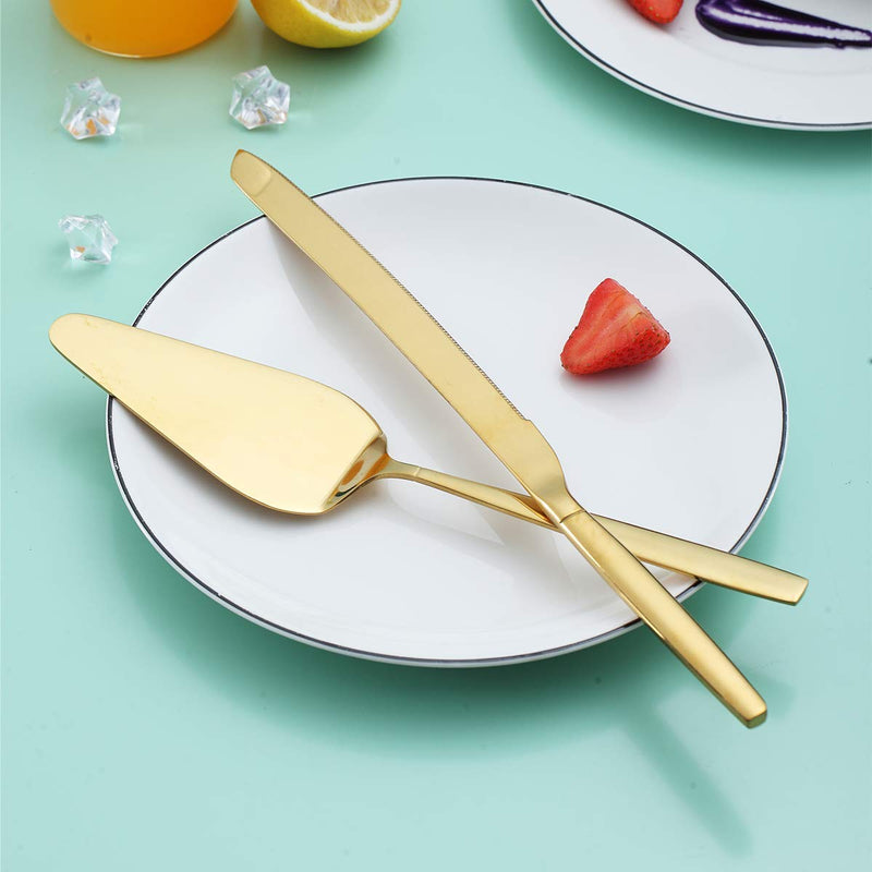 [Australia - AusPower] - Berglander Gold Cake Pie Pastry Servers, Gold Cake Serving Set,Cake Knife and Server Set Perfect For Wedding, Birthday, Parties and Events 1. Gold Serving Set 