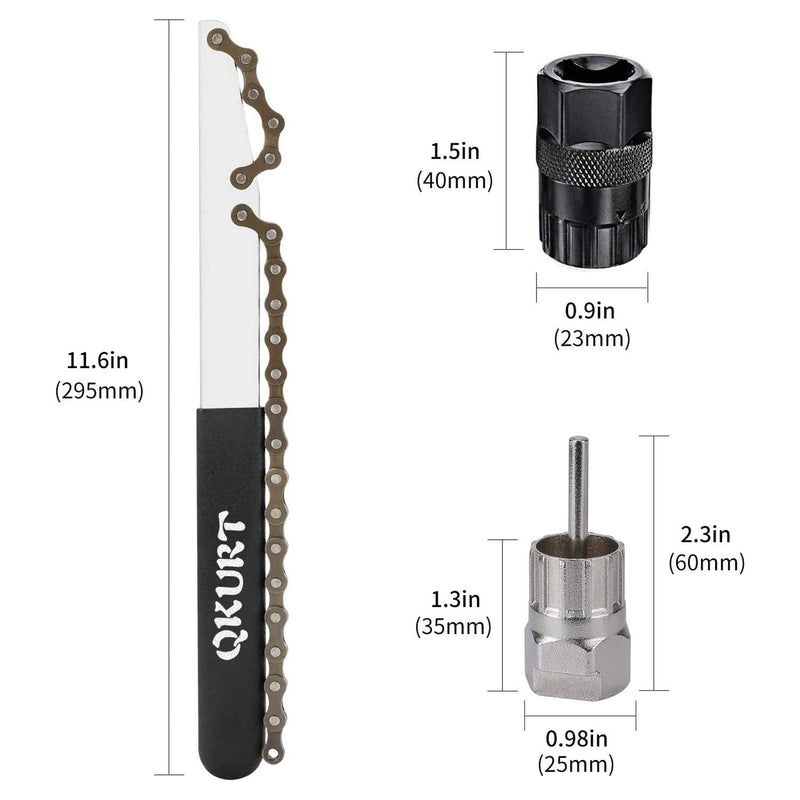 [Australia - AusPower] - QKURT Bike Chain Whip Tool Kit, 3PCS Cycle Cassette Removal Tool Fit for 7,8,9,10,11,12 Speed Chains 