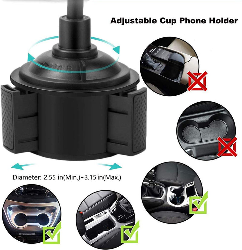 [Australia - AusPower] - Emoly Car Cup Holder Phone Mount with Longer Neck and 360 Rotatable Cradle for Cell Phone iPhone11/Pro/Xs/Max/X/XR/8/8 Plus,Samsung Note10/S10/S9/S8 