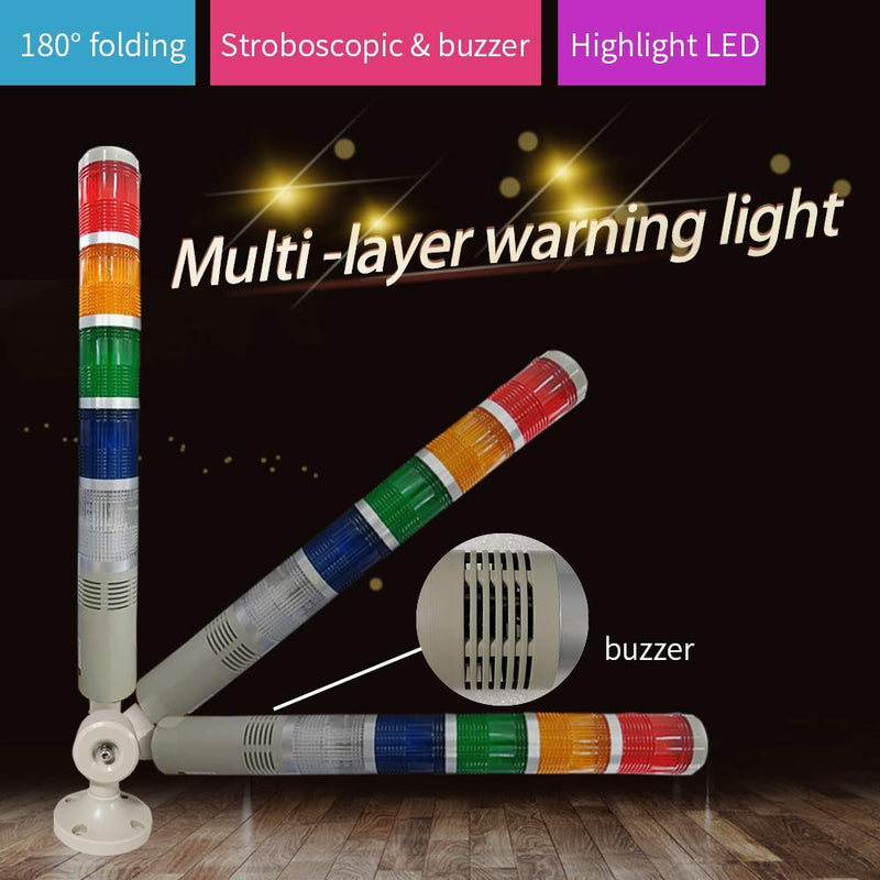 [Australia - AusPower] - YJINGRUI LED Industrial Signal Tower Light 5 Colors Flash LED Light with Buzzer Alarm Warning Lamp for CNC Machines (DC12V) DC12V 