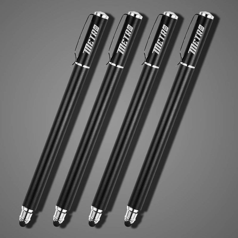 [Australia - AusPower] - Capacitive Stylus Pens, Rubber Tips 2-in-1 Series, High Sensitivity & Precision styli Pens for Touch Screens Devices (4Black) 