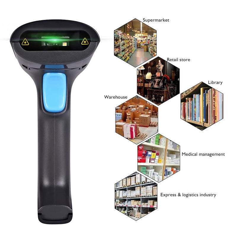 [Australia - AusPower] - REALINN 2D Barcode Scanner Compatible with Cordless, USB Wired Function, Portable Cordless QR Code Reader for Mobile Phone Tablet PC, iOS Android MacOs Windows Linux System 