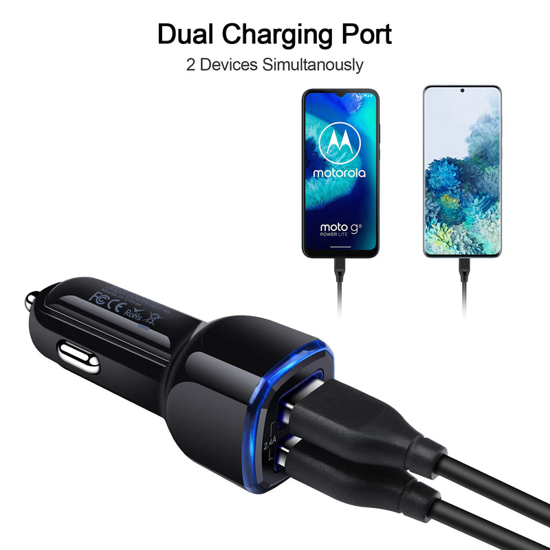 [Australia - AusPower] - USB Car Charger,5Pack 2.4A Dual Port Rapid USB Cigarette Lighter Car Phone Charger USB Car Adapter for iPhone 12 SE 2020 11 Pro Max SE XR XS X 8 7 6, Samsung Galaxy S22 S21 S20 S10 S9 S8 S7 S6 A71 A51 