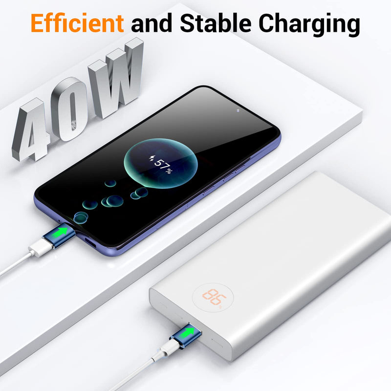 [Australia - AusPower] - [4 Pack]USB C to USB Adapter,【2*USB-C to USB-A】&【2*USB-A to USB-C】Female Adapter SuperSpeed Data Transfer & Fast Charging - Compatible with Laptop, PC, Charger, Power Bank, usb to usb c adapter - Blue 4 Pack 