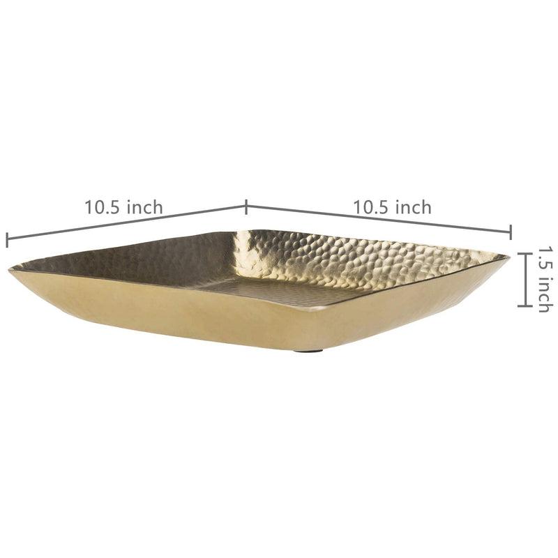 [Australia - AusPower] - MyGift Antique Brass Tone Hammered Square Tabletop Jewelry Tray Accessories Trinket Dish / Perfume & Cosmetics Vanity Display Platter Plate 