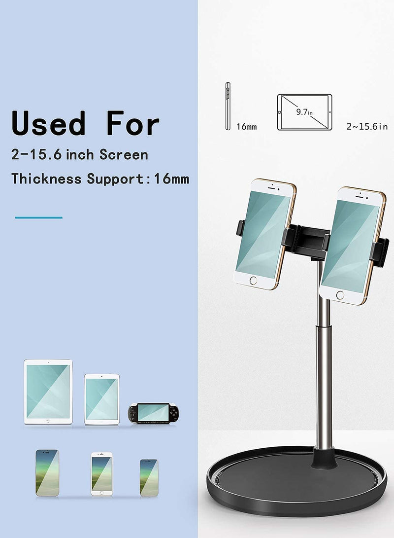 [Australia - AusPower] - Unlimited Vision Cell Phone Stand,Adjustable Height, Phone Holder For Desk, Pad Stand Support All Phones And Screens From 2 inch-15.6 inch,(iPhone, Android,iPad,Switch,etc.), Stable base,Can Be Stored 