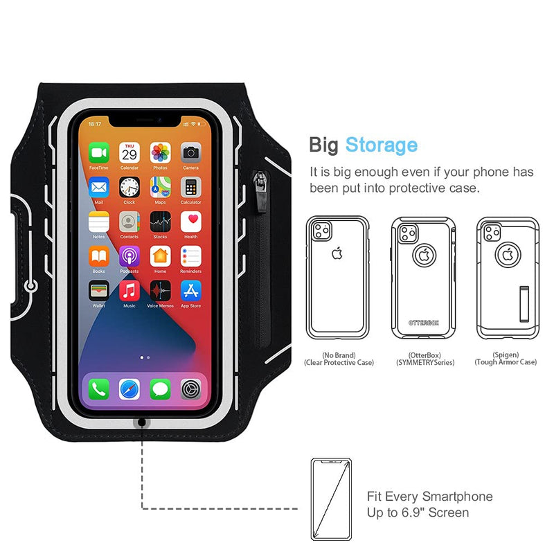 [Australia - AusPower] - iPhone 13 Pro Max, 12 Pro Max Armband, JEMACHE Gym Workouts Running Phone Arm Band for iPhone 13 Pro Max, 12 Pro Max, 11 Pro Max, Xs Max, 13, 12 with Airpods Holder (Black) Black 