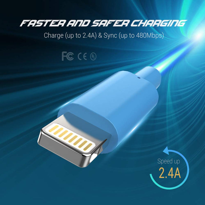 [Australia - AusPower] - MFi Certified Lightning Cable - Novtech 3Pack 3FT iPhone Charger Cable - iPhone USB Charging Sync Cable for iPhone 11 Pro XR Xs Max X 8 Plus 7 Plus 6S Plus 6 Plus 5S 5C 5 SE iPod iPad Air Pro - Blue 