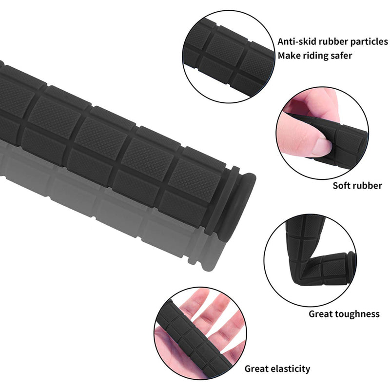 [Australia - AusPower] - Bicycle Handlebar Grips, 4 Pairs, Non Slip Rubber Mountain Bike Handlebar BMX/MTB Bike Grips for Kids Girls Boys, Black 