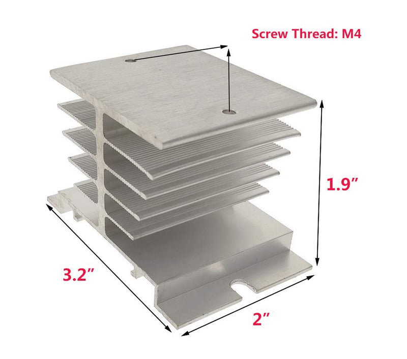 [Australia - AusPower] - YXQ Heatsink Base Solidstate Relay Aluminum Sheet Cooler with M4 Mount Screw Silver Tone 