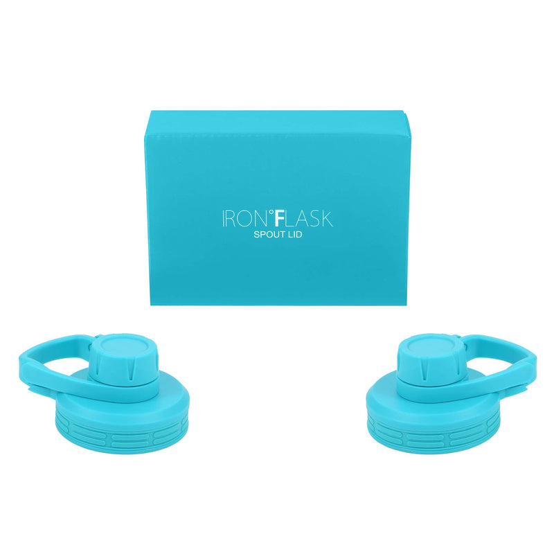 [Australia - AusPower] - IRON °FLASK Spout Lid for Wide Mouth, Insulated Sports Water Bottles, Chug Lid, BPA Free (2 Lids) Aquamarine 