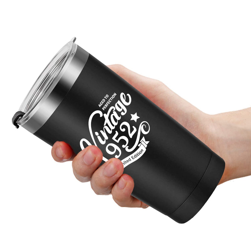 [Australia - AusPower] - 1952 70th Birthday Gift for Women and Men - 70th Gifts for Parents - 70th Class Reunion - Mom Dad Wife Husband Present - 20oz Tumbler Cup（black） 