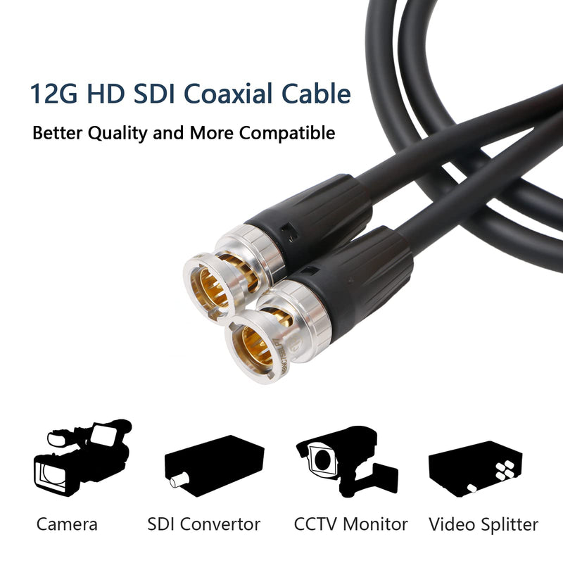 [Australia - AusPower] - Alvin's Cables 12G SDI Cable HD SDI BNC to BNC Male Video Coaxial Cable for 4K Video Camera 50cm| 19 Inches BLACK 