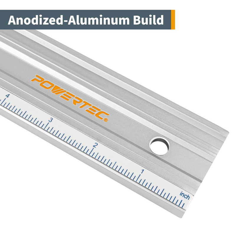 [Australia - AusPower] - POWERTEC 71213 18" Anodized Aluminum Straight Edge | Metal Straight Edge Machined Flat to Within 0.001” Over Full 18” - Professional Finishing Tools 