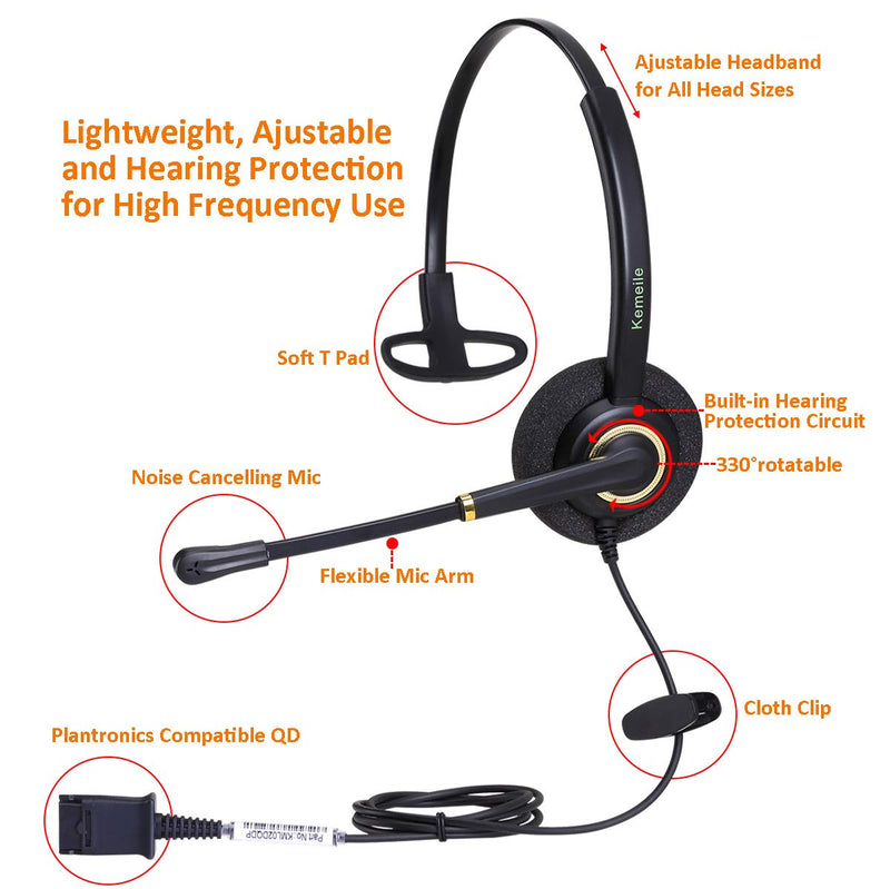 [Australia - AusPower] - Kemeile Office Telephone Headset Rj9 with Noise Cancelling Mic for Compatible with Landline Desk Phones Polycom Avaya Plantronics Nortel Aastra Fanvil AudioCodes and Many More 