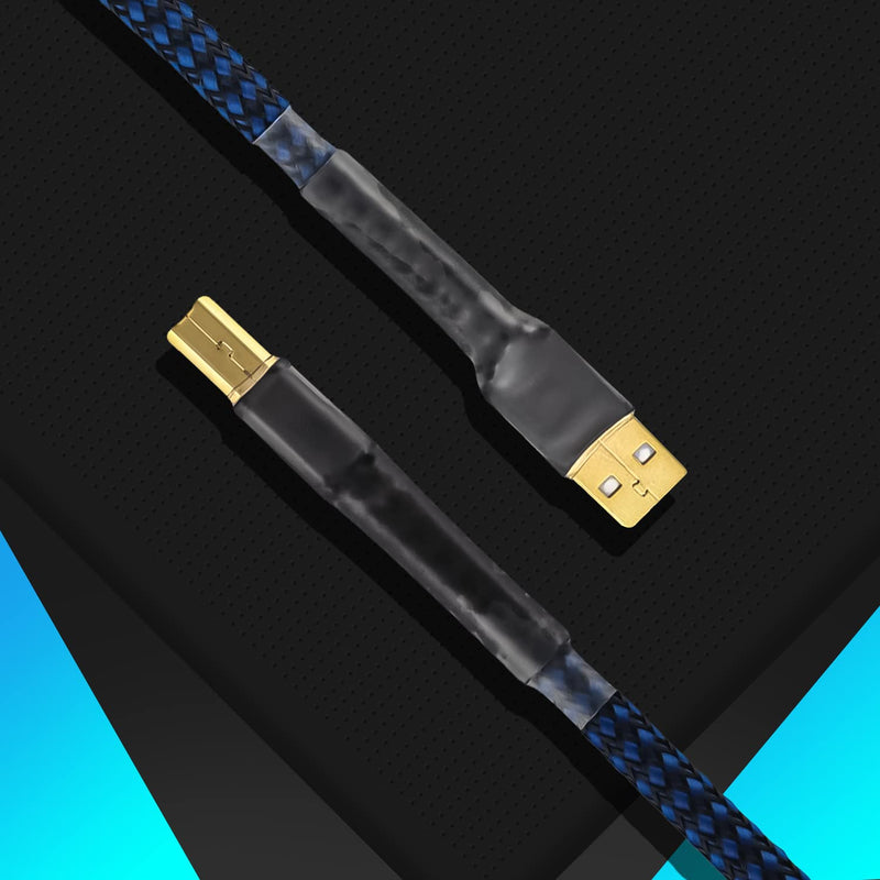 [Australia - AusPower] - Viborg HiFi USB 2.0 Printer Cable DAC A-B OCC Digital AB Audio A to B Scanner Cord A-Male to B-Male (1M) 3.3FT/1M Blue 