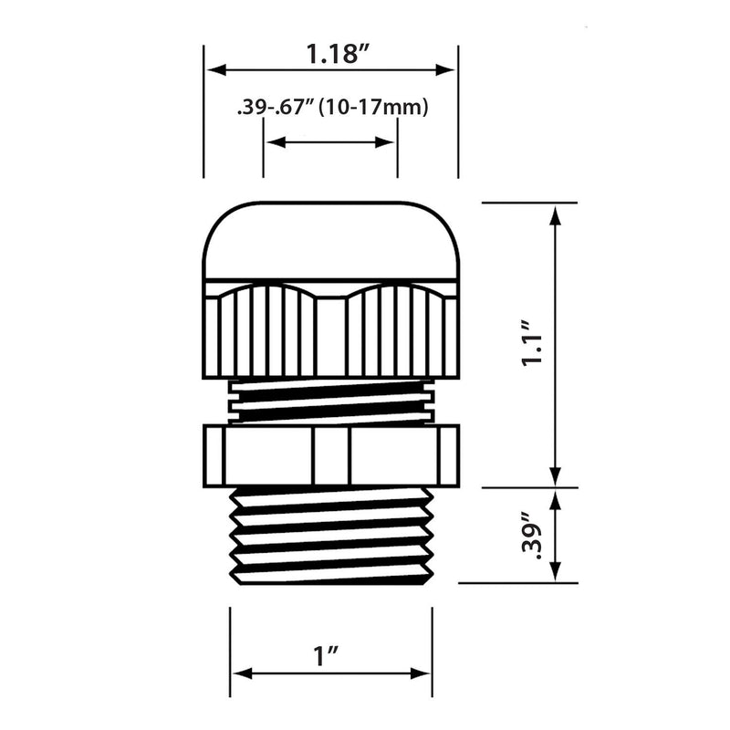 [Australia - AusPower] - ASI 3001319 Waterproof M25 Plastic Cable Gland with Locknut, M25 Thread,10mm to 17 mm Clamping Range, Light Gray (Pack of 10) 