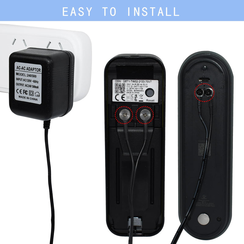 [Australia - AusPower] - VVHOOY 24V Transformer Doorbell Power Adapter Compatible with Blink, Google Nest,Wyze,Eufy Video Doorbells, C Wire Adapter 16.4ft/5m Extension Cable Doorbell Power Adapter Doorbell Supply Cord 