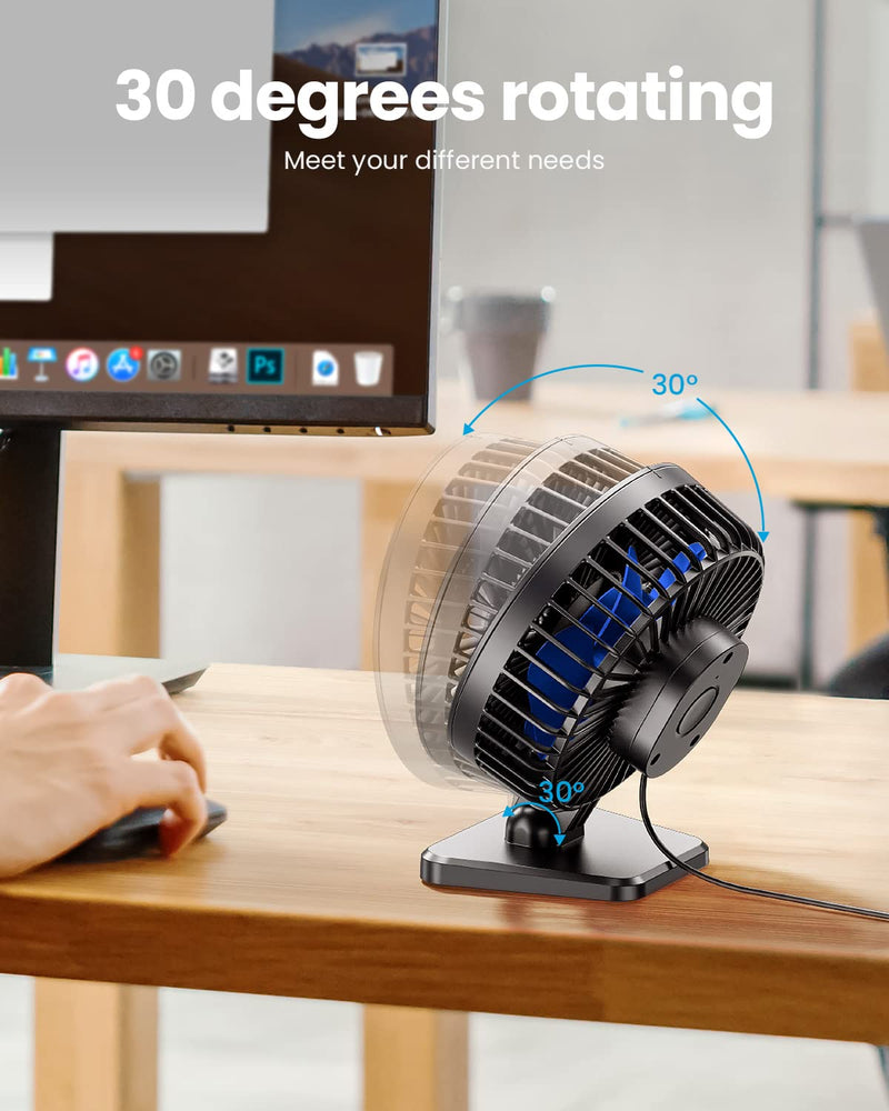 [Australia - AusPower] - Gaiatop USB Desk Fan, Small But Powerful, Portable Quiet 3 Speeds Wind Desktop Personal Fan, Adjustment Mini Fan for Better Cooling, Home Office Car Indoor Outdoor (Blue) Blue 