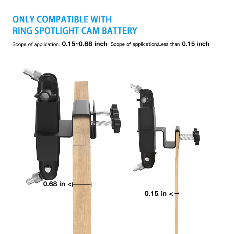 [Australia - AusPower] - HOLACA 2-in-1 Weatherproof Gutter Mount for Ring Solar Panel, Spotlight Cam Pro Battery and Stick Up Cam Plus Battery Outdoor Mount Accessories for Ring Solar Panel (Black) Pro/Plus Black 