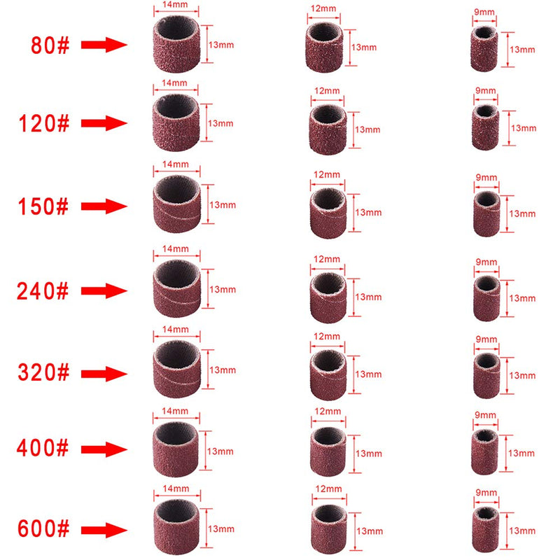 [Australia - AusPower] - AUSTOR 531 Pcs Sanding Drum Set，504 Pcs Drum Sander Sleeves 80 120 150 240 320 400 600 Grit 24 Pcs Drum Mandrels 2 Pcs Self-Tightening Drill Chuck and 1 Pc Combination Wrench for Dremel Rotary Tool 