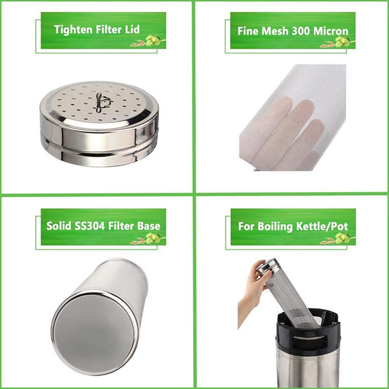[Australia - AusPower] - Beer Dry Hopper Filter,ProMaker Stainless Steel Hop Strainer Micron Mesh Beer Filter Cartridge (2.8 X 11.8 inch) 2.8 X 11.8 inch 