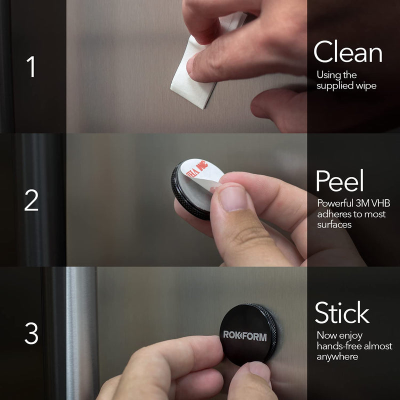 [Australia - AusPower] - Rokform - Low Pro Magnetic Phone Mount, 1-Inch Phone Magnet for Car, 3M VHB Adhesive Holder Mounts to almost any Flat Surface, Compatible with all Rokform Cases (Black) 