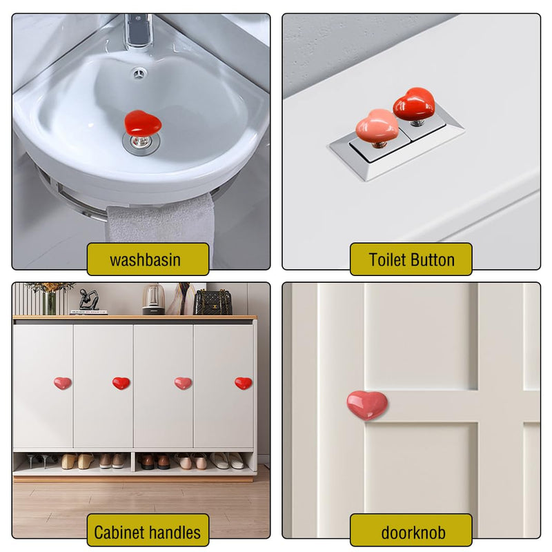 [Australia - AusPower] - 2 pcs Toilet Buttons Heart Shaped Cute Toilet Push Tank Buttonss Toilet Lid Cover Handle Replacement Sticky Drawer Pull Button Aid (2 pcs) 2 pcs 