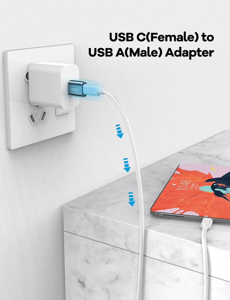[Australia - AusPower] - UCB C Female to USB 3.0 Male Adapter 2 Pack, VIOY Type C to A Charger Cable Adapter Compatible with iPhone 11 12 Pro Max Mini, Samsung Galaxy S20 etc, Google Pixel 5 4, iPad Air Pro, Coffee Brown Dark Coffee 