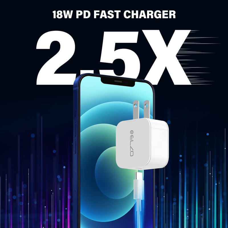 [Australia - AusPower] - Elzo USB C Charger 18W PD 3.0 Wall Fast Charger Adapter Power Delivery Portable, Compatible for iPhone 11/iPhone 12/11 Pro/11 Pro Max/XR/XS/X, Samsung Galaxy Note White 