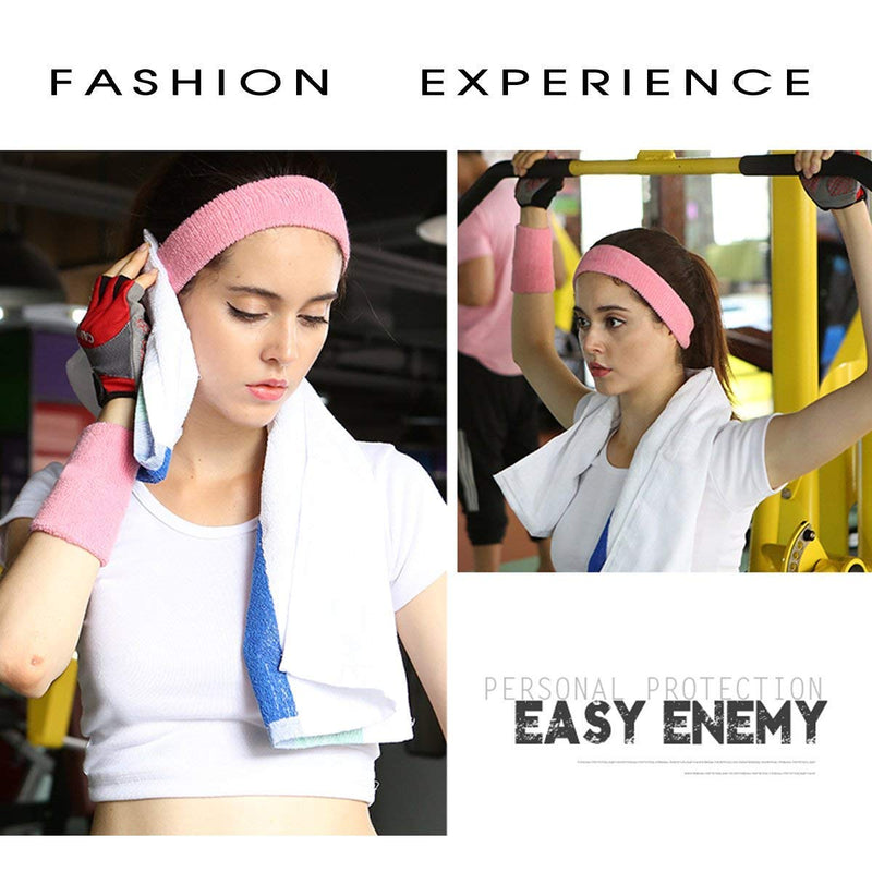 [Australia - AusPower] - 12 PC Sports Wristbands, Wrist Sweatbands for Men & Women, Stretchy & Sweat Absorbing Cotton Terry ,Perfect for Basketball, Football, Tennis, Soccer, Running & Working Out (12PC) 